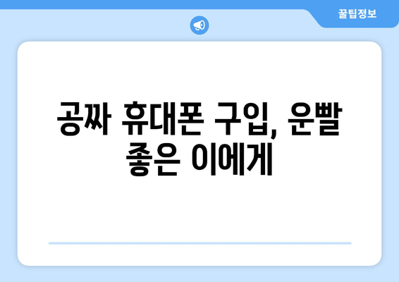 공짜 휴대폰 구입, 운빨 좋은 이에게