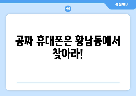 공짜 휴대폰은 황남동에서 찾아라!