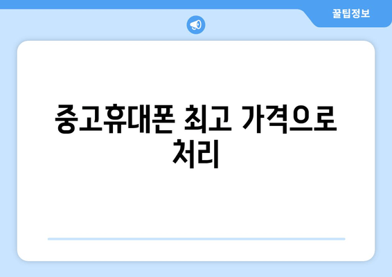 중고휴대폰 최고 가격으로 처리