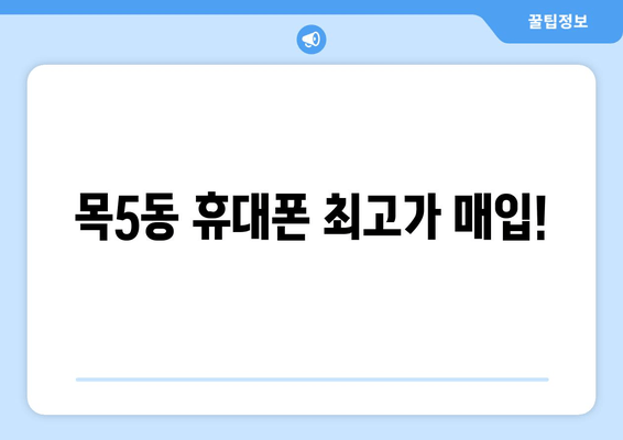 목5동 휴대폰 최고가 매입!