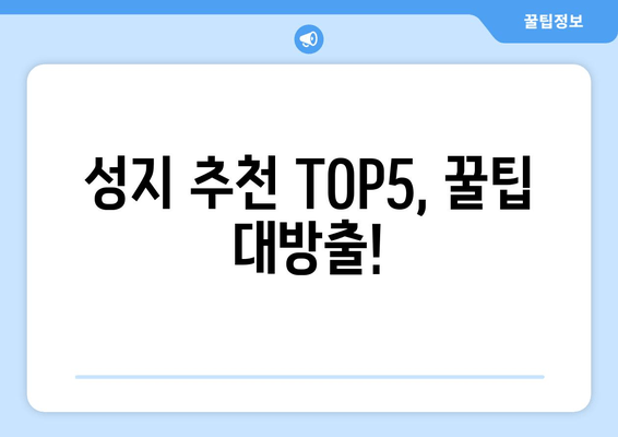 성지 추천 TOP5, 꿀팁 대방출!