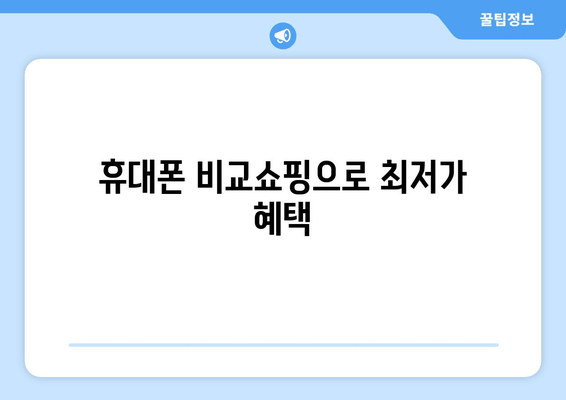 휴대폰 비교쇼핑으로 최저가 혜택