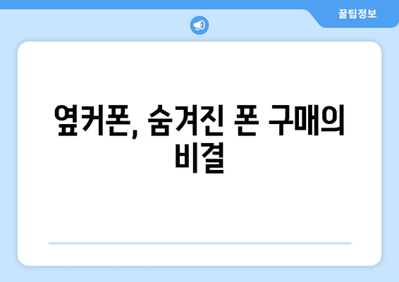 옆커폰, 숨겨진 폰 구매의 비결