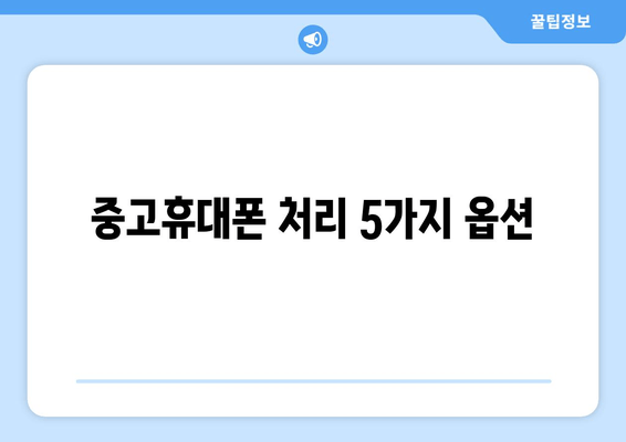 중고휴대폰 처리 5가지 옵션