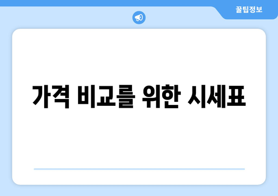 가격 비교를 위한 시세표