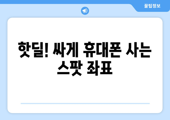 핫딜! 싸게 휴대폰 사는 스팟 좌표