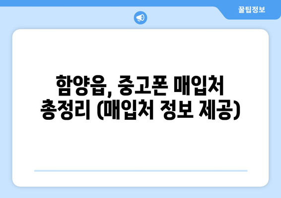 함양읍, 중고폰 매입처 총정리 (매입처 정보 제공)