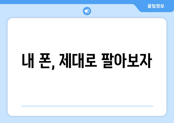 내 폰, 제대로 팔아보자