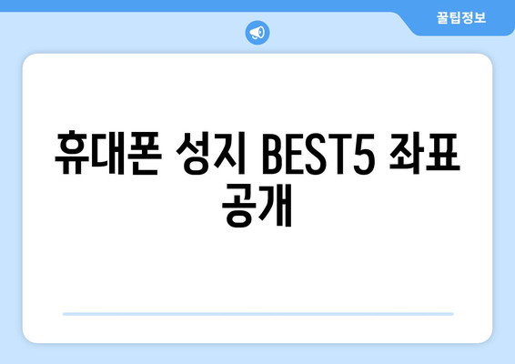 휴대폰 성지 BEST5 좌표 공개