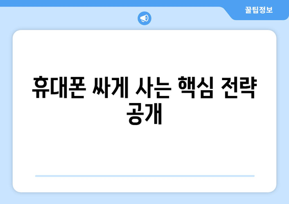 휴대폰 싸게 사는 핵심 전략 공개