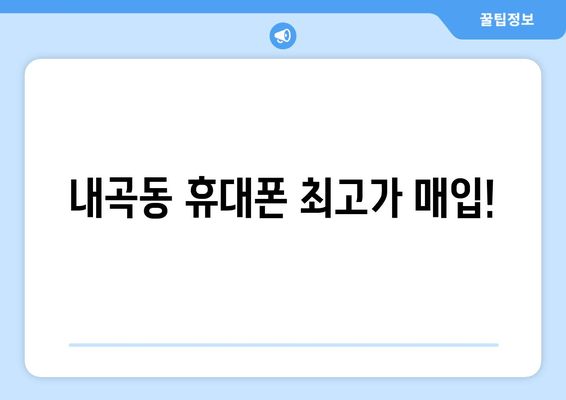 내곡동 휴대폰 최고가 매입!