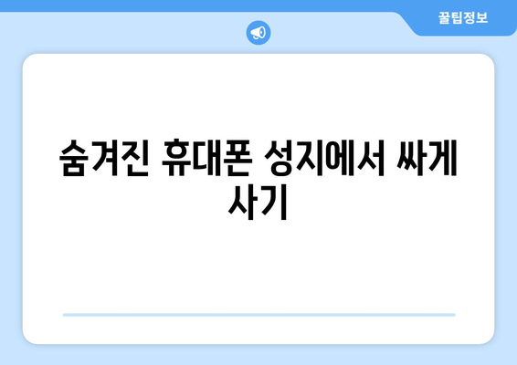 숨겨진 휴대폰 성지에서 싸게 사기