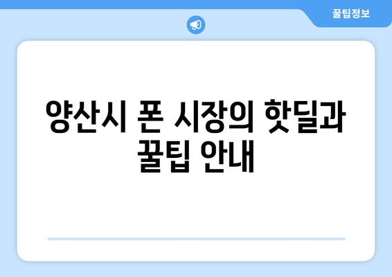 양산시 폰 시장의 핫딜과 꿀팁 안내