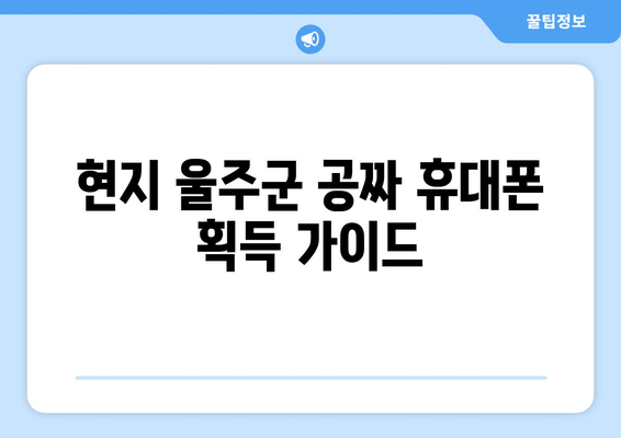 현지 울주군 공짜 휴대폰 획득 가이드