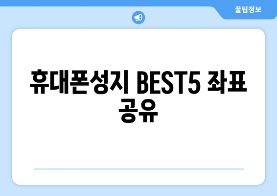 휴대폰성지 BEST5 좌표 공유