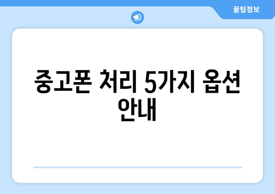 중고폰 처리 5가지 옵션 안내