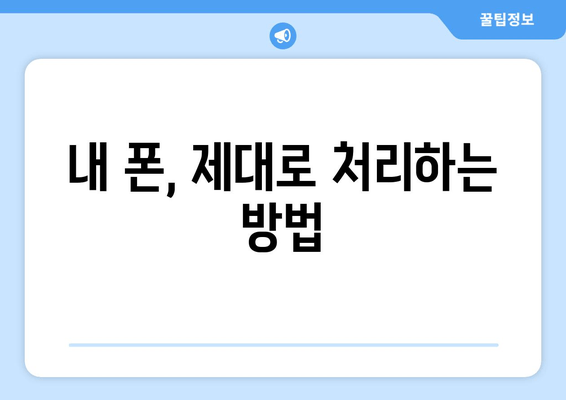 내 폰, 제대로 처리하는 방법