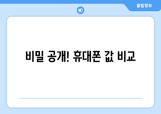 비밀 공개! 휴대폰 값 비교