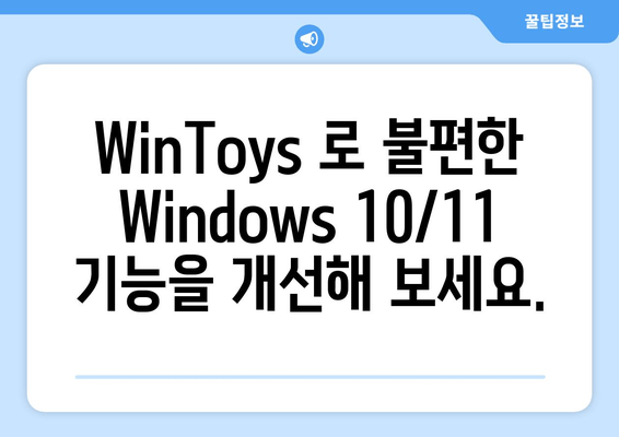Windows 10/11 최적화 마법 | WinToys 활용 가이드 | 성능 향상, 사용 편의성, 맞춤 설정