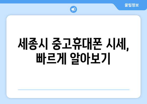 세종시 중고휴대폰 시세, 빠르게 알아보기