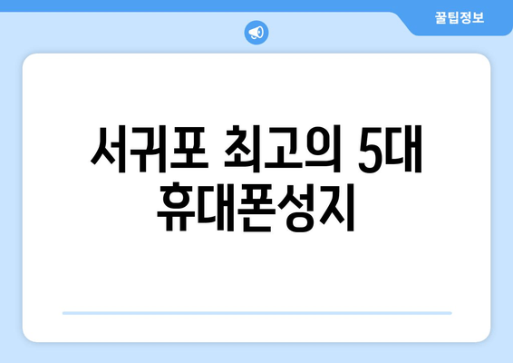 서귀포 최고의 5대 휴대폰성지