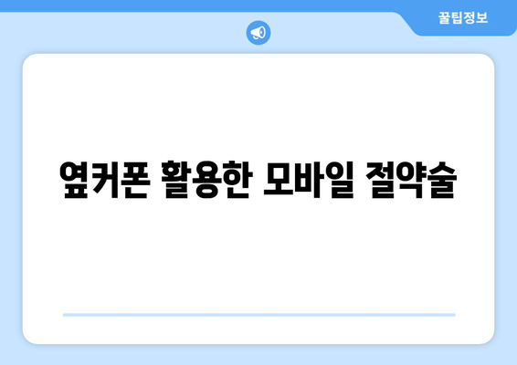 옆커폰 활용한 모바일 절약술