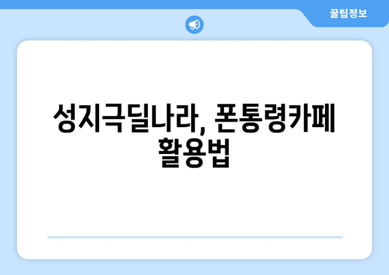 성지극딜나라, 폰통령카페 활용법