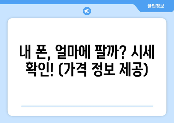 내 폰, 얼마에 팔까? 시세 확인! (가격 정보 제공)