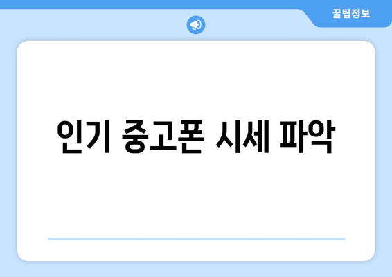 인기 중고폰 시세 파악