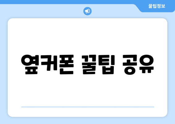 옆커폰 꿀팁 공유