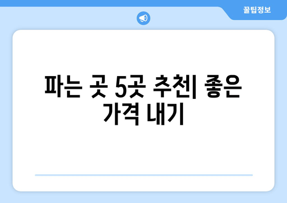 파는 곳 5곳 추천| 좋은 가격 내기