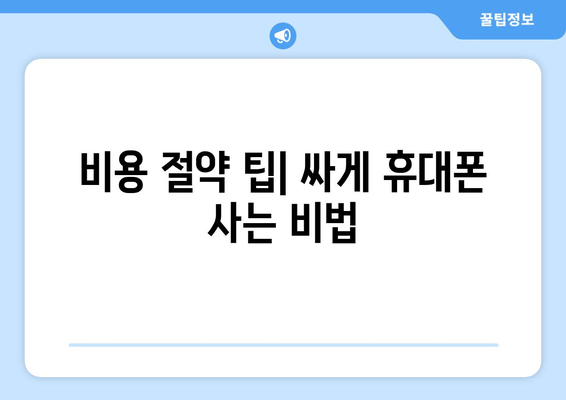 비용 절약 팁| 싸게 휴대폰 사는 비법