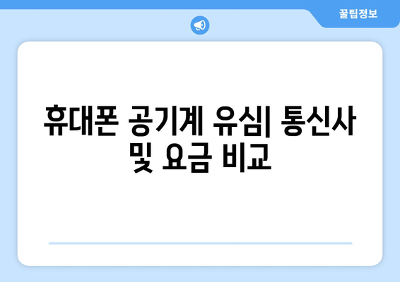 휴대폰 공기계 유심| 통신사 및 요금 비교