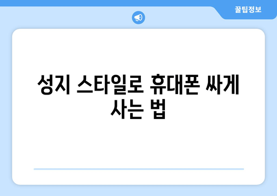 성지 스타일로 휴대폰 싸게 사는 법