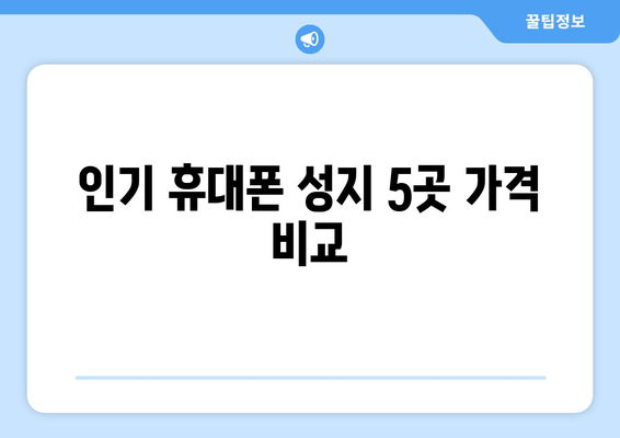 인기 휴대폰 성지 5곳 가격 비교