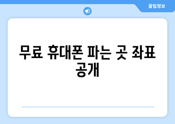 무료 휴대폰 파는 곳 좌표 공개