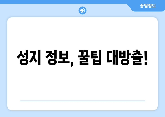 성지 정보, 꿀팁 대방출!