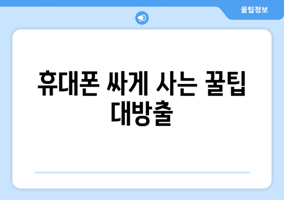 휴대폰 싸게 사는 꿀팁 대방출