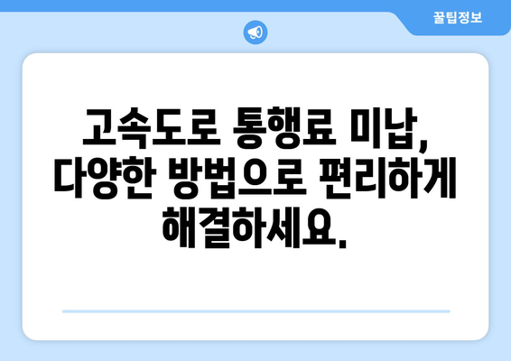 고속도로 통행료 미납 해결| 간편 조회부터 납부까지 한 번에! | 통행료, 미납 조회, 납부 방법, 고속도로