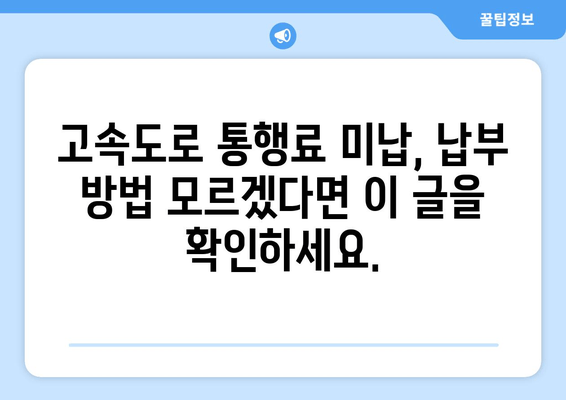 고속도로 통행료 미납 해결| 간편 조회부터 납부까지 한 번에! | 통행료, 미납 조회, 납부 방법, 고속도로