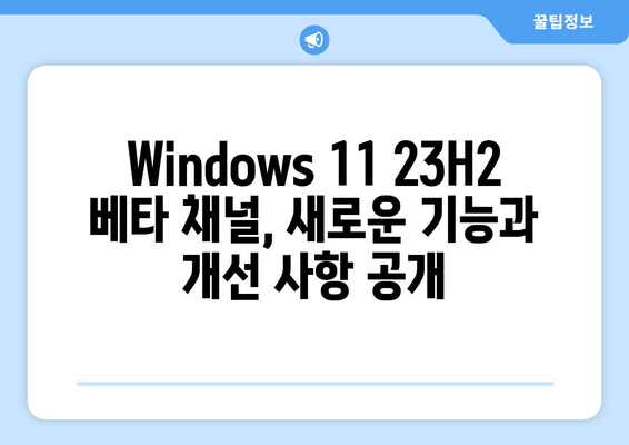 Windows 11 23H2 베타 채널 업데이트| 빌드 22635.3130 주요 변경 사항 | 새로운 기능, 버그 수정, 알려진 문제