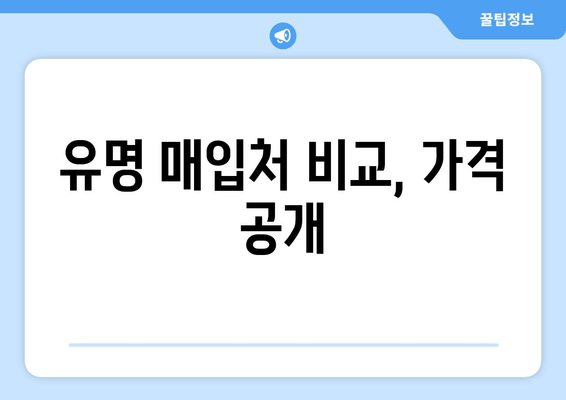 유명 매입처 비교, 가격 공개