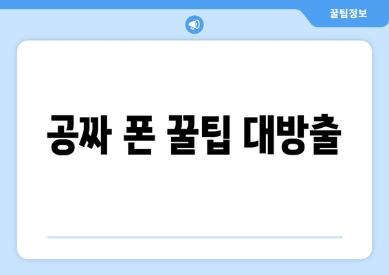 공짜 폰 꿀팁 대방출