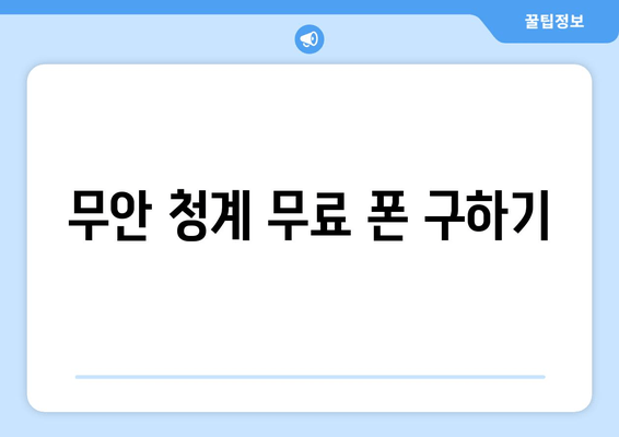 무안 청계 무료 폰 구하기