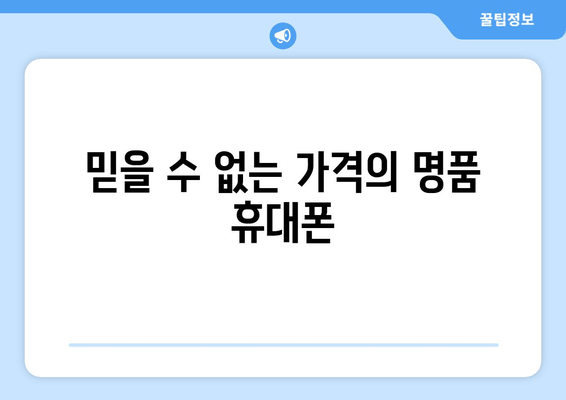 믿을 수 없는 가격의 명품 휴대폰