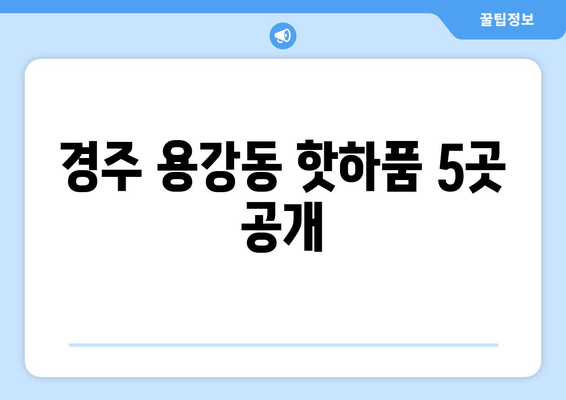 경주 용강동 핫하품 5곳 공개