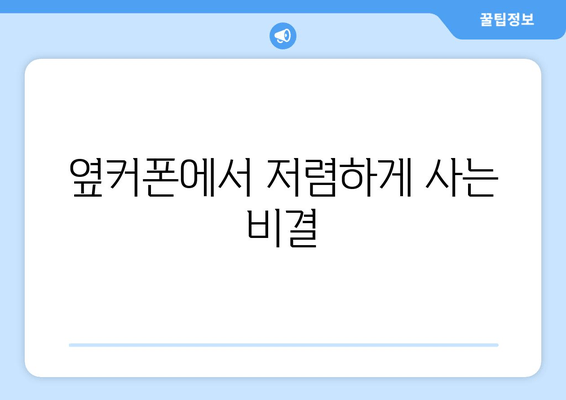 옆커폰에서 저렴하게 사는 비결