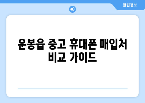 운봉읍 중고 휴대폰 매입처 비교 가이드