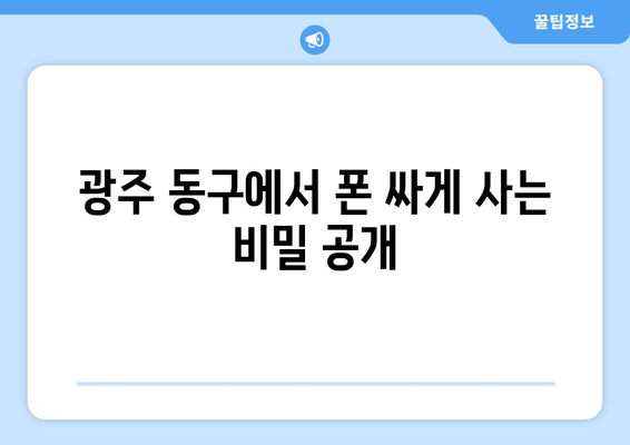 광주 동구에서 폰 싸게 사는 비밀 공개