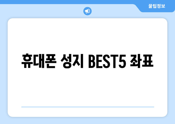 휴대폰 성지 BEST5 좌표